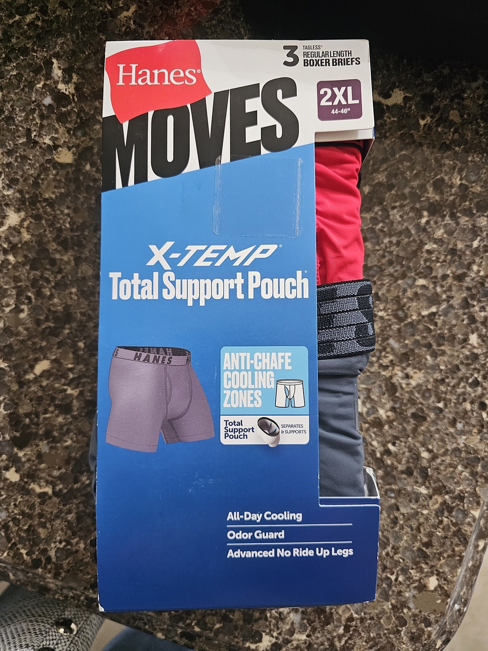 Hanes Moves X-Temp Boxer Briefs Pack with Red and Gray